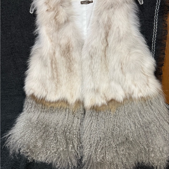 J. McLaughlin Fur Vest in Cream and Gray
